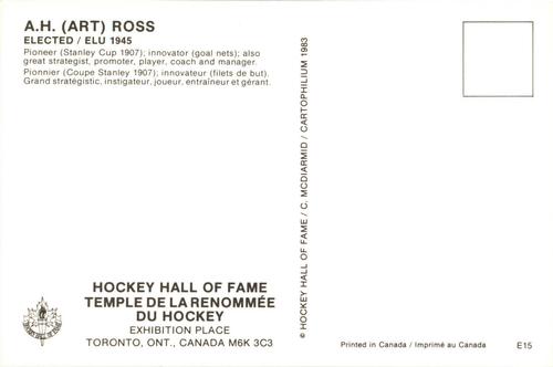1983 Cartophilium Hockey Hall of Fame Postcards #E15 Art Ross Back