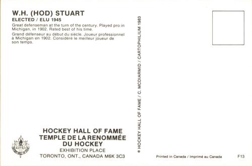 1983 Cartophilium Hockey Hall of Fame Postcards #F13 Hod Stuart Back