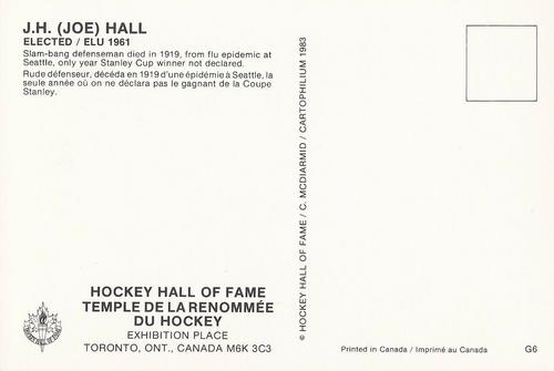 1983 Cartophilium Hockey Hall of Fame Postcards #G6 Joe Hall Back