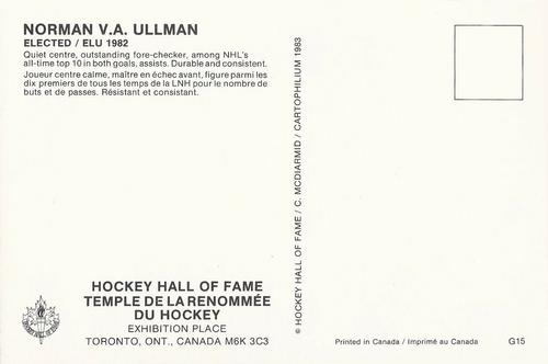1983 Cartophilium Hockey Hall of Fame Postcards #G15 Norm Ullman Back