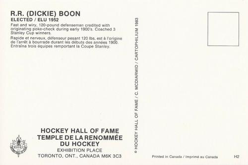 1983 Cartophilium Hockey Hall of Fame Postcards #H2 Dickie Boon Back