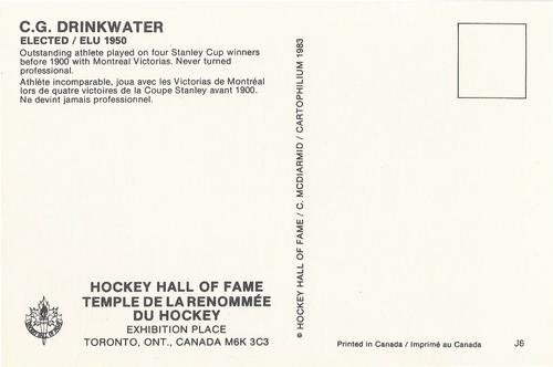1983 Cartophilium Hockey Hall of Fame Postcards #J6 C.G. Drinkwater Back