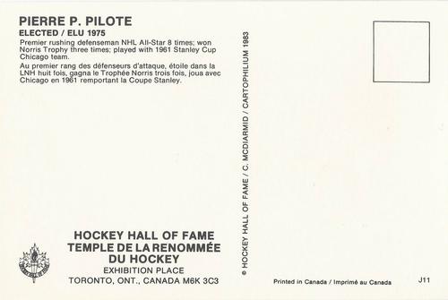 1983 Cartophilium Hockey Hall of Fame Postcards #J11 Pierre Pilote Back