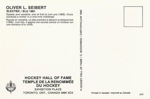 1983 Cartophilium Hockey Hall of Fame Postcards #J14 Oliver Seibert Back