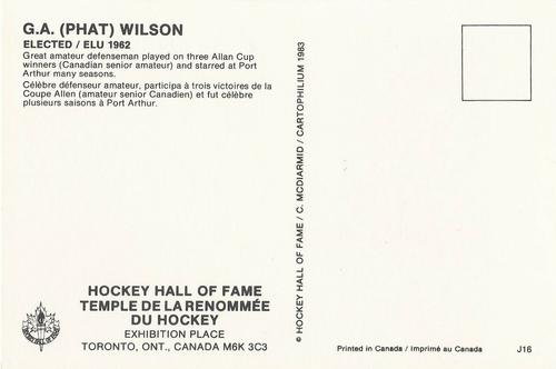 1983 Cartophilium Hockey Hall of Fame Postcards #J16 Phat Wilson Back