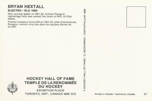1983 Cartophilium Hockey Hall of Fame Postcards #K7 Bryan Hextall Back