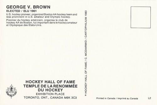 1983 Cartophilium Hockey Hall of Fame Postcards #L2 George V. Brown Back