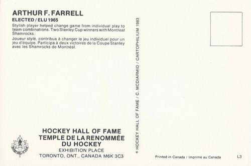 1983 Cartophilium Hockey Hall of Fame Postcards #L3 Arthur F. Farrell Back