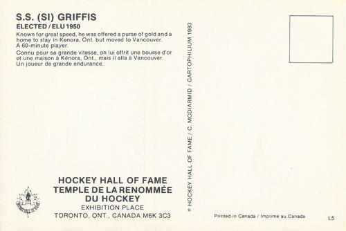 1983 Cartophilium Hockey Hall of Fame Postcards #L5 Si Griffis Back