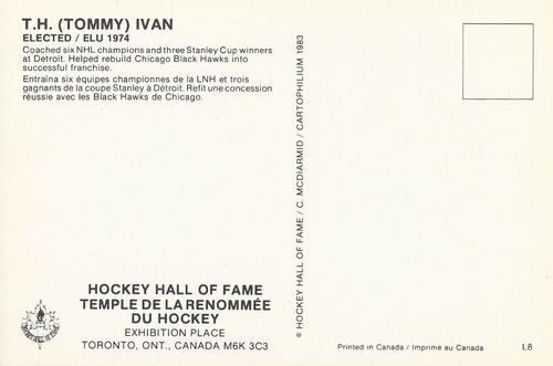 1983 Cartophilium Hockey Hall of Fame Postcards #L8 Tommy Ivan Back
