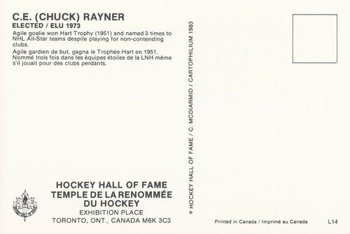 1983 Cartophilium Hockey Hall of Fame Postcards #L14 Chuck Rayner Back