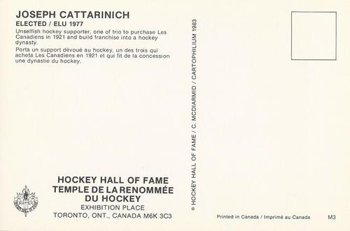 1983 Cartophilium Hockey Hall of Fame Postcards #M3 Joseph Cattarinich Back