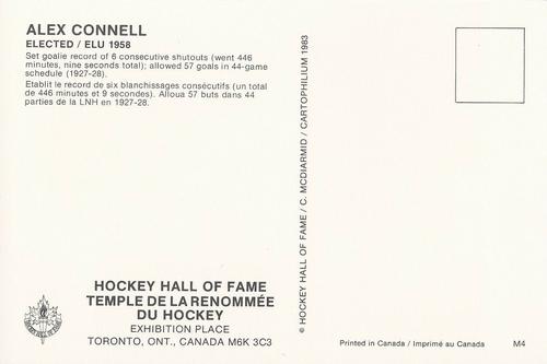 1983 Cartophilium Hockey Hall of Fame Postcards #M4 Alex Connell Back