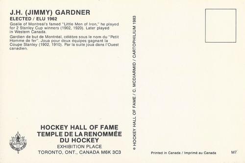 1983 Cartophilium Hockey Hall of Fame Postcards #M7 James Gardner Back