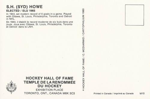 1983 Cartophilium Hockey Hall of Fame Postcards #M10 Syd Howe Back