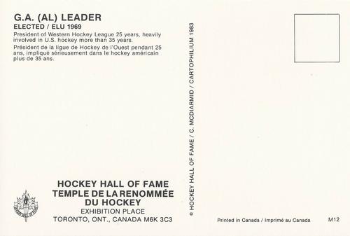 1983 Cartophilium Hockey Hall of Fame Postcards #M12 Al Leader Back