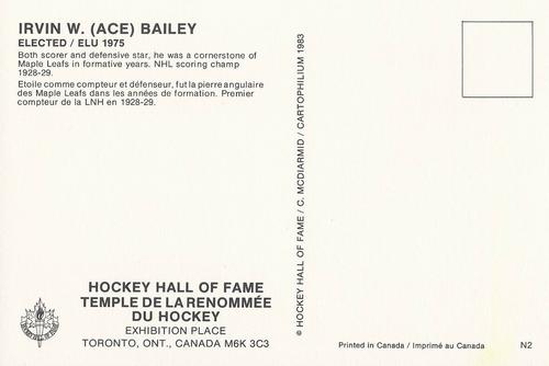 1983 Cartophilium Hockey Hall of Fame Postcards #N2 Ace Bailey Back