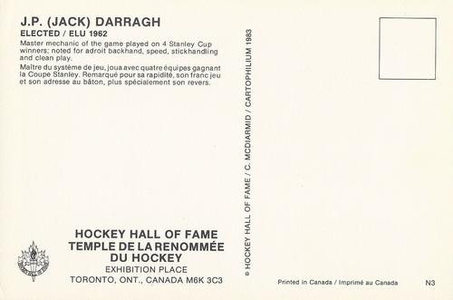 1983 Cartophilium Hockey Hall of Fame Postcards #N3 Jack Darragh Back