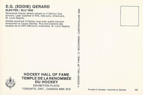 1983 Cartophilium Hockey Hall of Fame Postcards #N5 Eddie Gerard Back