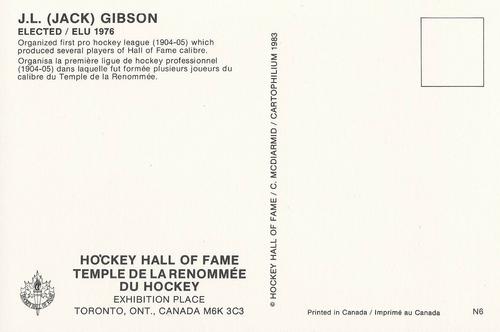 1983 Cartophilium Hockey Hall of Fame Postcards #N6 Jack Gibson Back