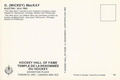 1983 Cartophilium Hockey Hall of Fame Postcards #N8 Mickey MacKay Back