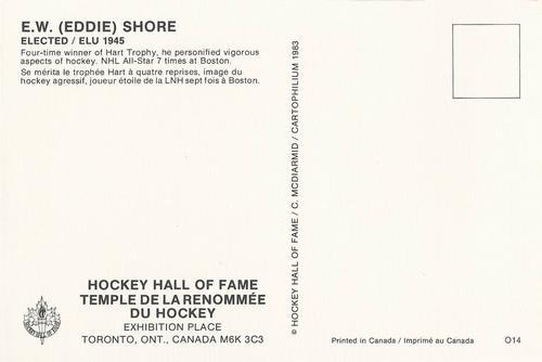 1983 Cartophilium Hockey Hall of Fame Postcards #O14 Eddie Shore Back