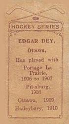1910-11 Imperial Tobacco Hockey Series (C56) #6 Edgar Dey Back