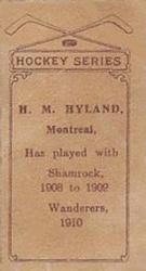 1910-11 Imperial Tobacco Hockey Series (C56) #10 H. M. Hyland Back