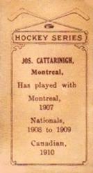 1910-11 Imperial Tobacco Hockey Series (C56) #16 Jos Cattarinich Back