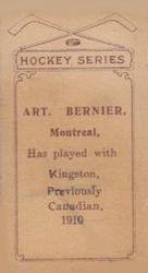 1910-11 Imperial Tobacco Hockey Series (C56) #25 Art Bernier Back