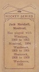 1910-11 Imperial Tobacco Hockey Series (C56) #35 Jack Marshall Back