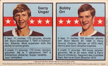1972-73 Post Action Transfers #1 Garry Unger / Bobby Orr Front