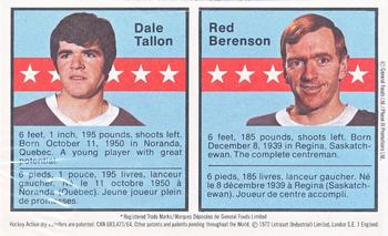 1972-73 Post Action Transfers #2 Dale Tallon / Red Berenson Front