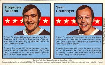 1972-73 Post Action Transfers #12 Rogatien Vachon / Yvan Cournoyer Front