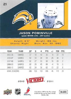 2010-11 Upper Deck Victory #21 Jason Pominville Back