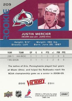 2010-11 Upper Deck Victory #209 Justin Mercier Back