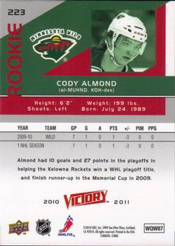 2010-11 Upper Deck Victory #223 Cody Almond Back