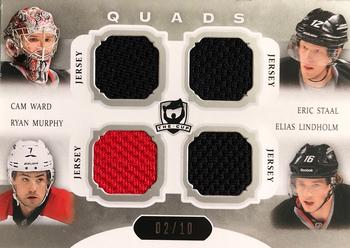 2013-14 Upper Deck The Cup - Quads Jerseys #C4-CAR Cam Ward / Eric Staal / Ryan Murphy / Elias Lindholm Front