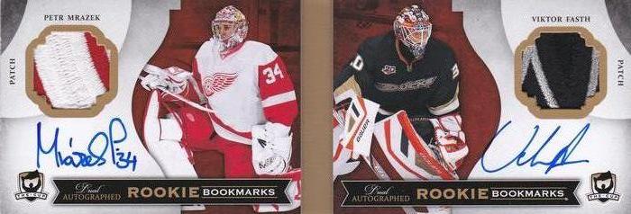 2013-14 Upper Deck The Cup - Rookie Bookmarks Dual Autographs #DAB-FM Petr Mrazek / Viktor Fasth Front