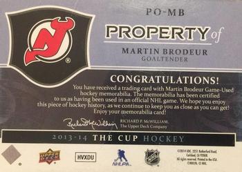 2013-14 Upper Deck The Cup - Property Of #PO-MB Martin Brodeur Back