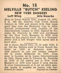 1937-38 World Wide Gum (V356) #15 Butch Keeling Back