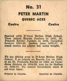 1937-38 World Wide Gum (V356) #31 Pete Martin Back