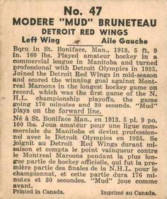 1937-38 World Wide Gum (V356) #47 Mud Bruneteau Back