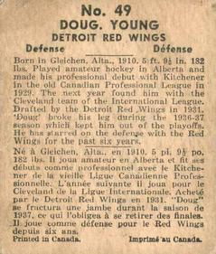 1937-38 World Wide Gum (V356) #49 Doug Young Back