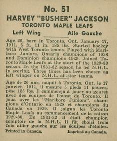 1937-38 World Wide Gum (V356) #51 Busher Jackson Back