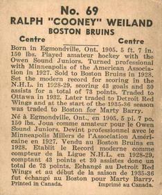 1937-38 World Wide Gum (V356) #69 Cooney Weiland Back