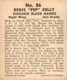 1937-38 World Wide Gum (V356) #86 Pep Kelly Back