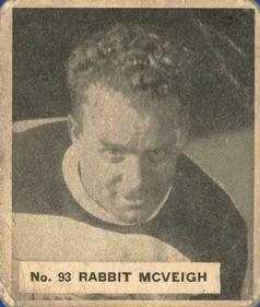 1937-38 World Wide Gum (V356) #93 Rabbit McVeigh Front
