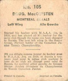 1937-38 World Wide Gum (V356) #105 Doug MacQuisten Back