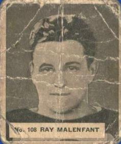 1937-38 World Wide Gum (V356) #108 Ray Malenfant Front